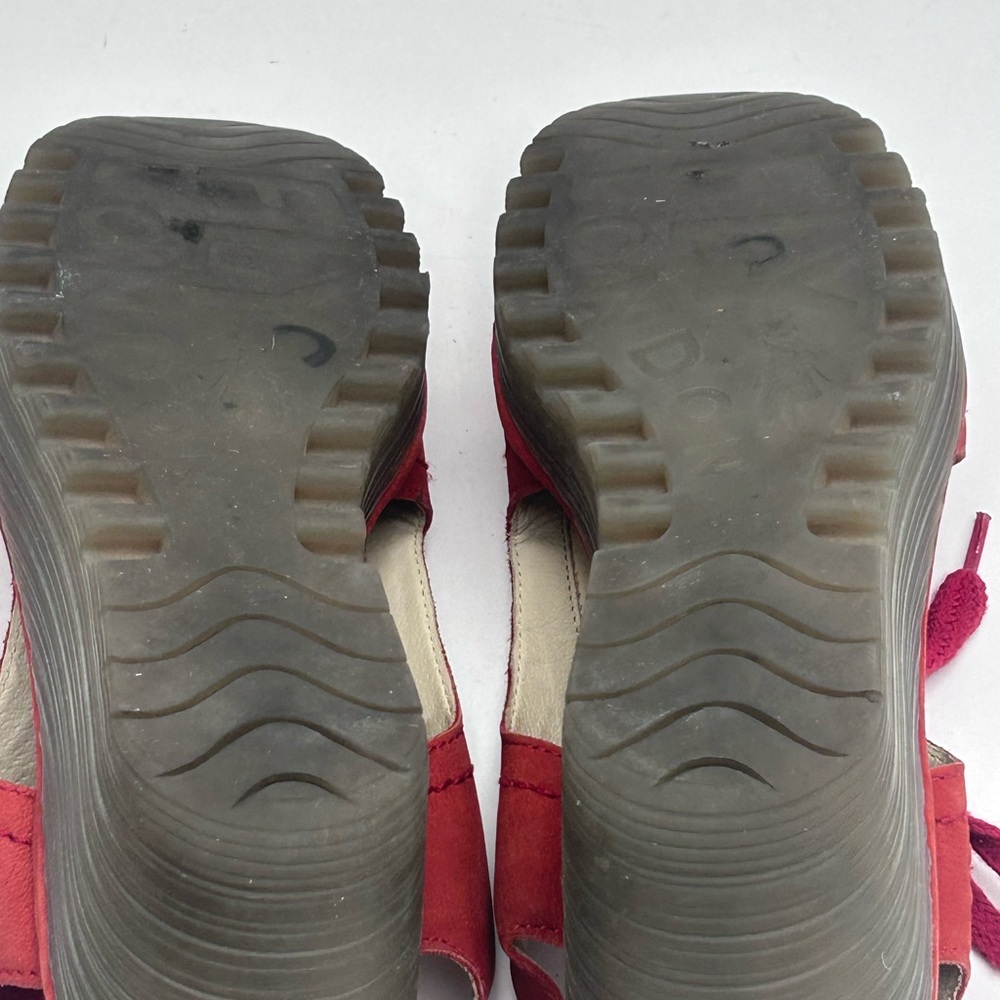 FLY LONDON Red leather wedge sandals Size 40 - Picture 16 of 16